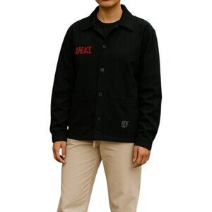 Scarface Embroidered Design Red Rose Button Up Corduroy Black Jacket Size Small